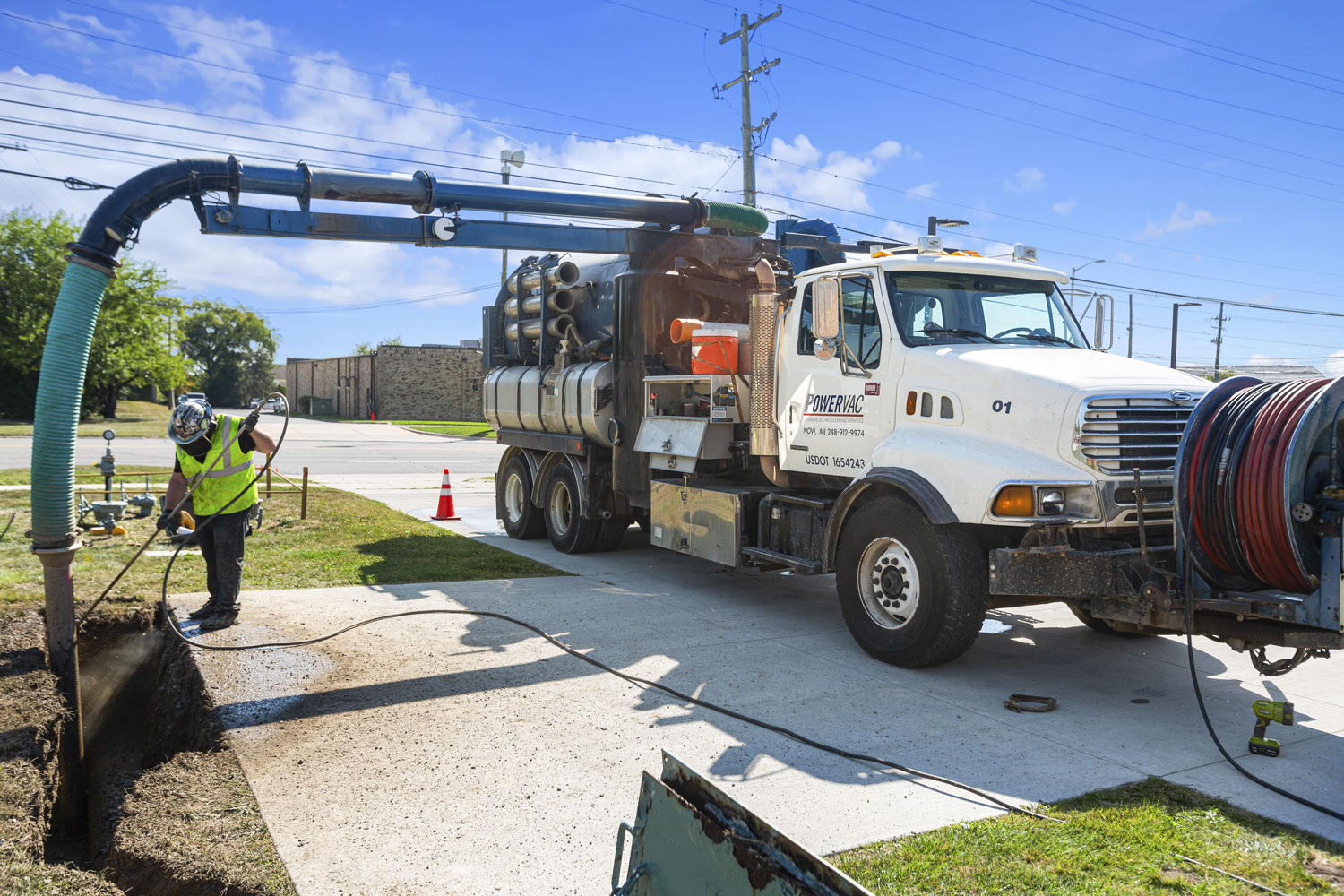 a truck is parked on the side of a road